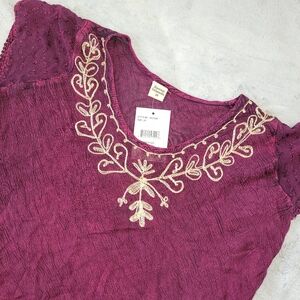 Seven Islands Womens Size 2X Sleeveless Pink/Purple Embroidered Rayon Top Blouse